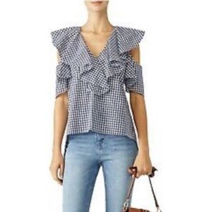 Flutter sleeve gingham top